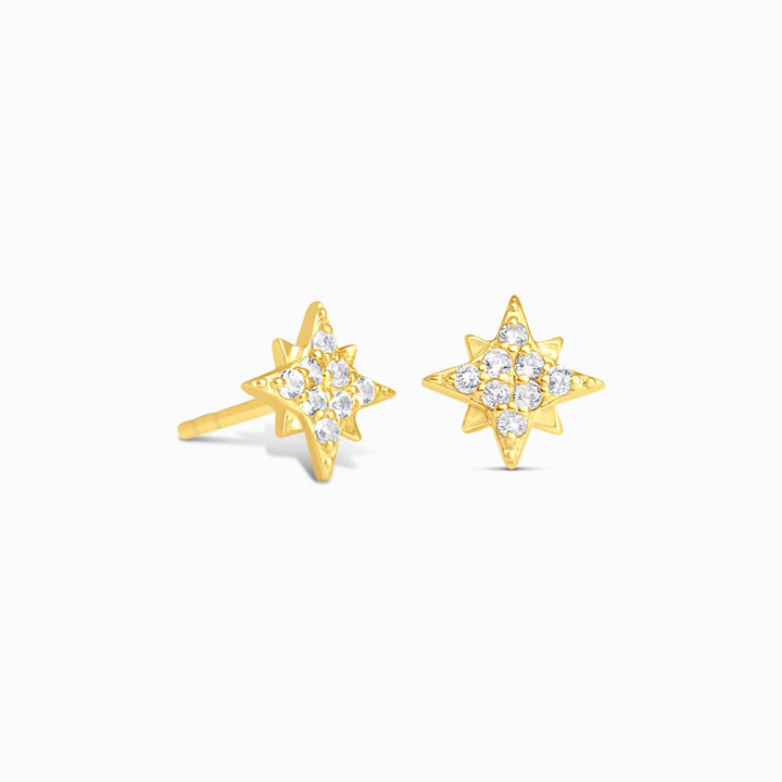 Studs Star White Topaz Gold