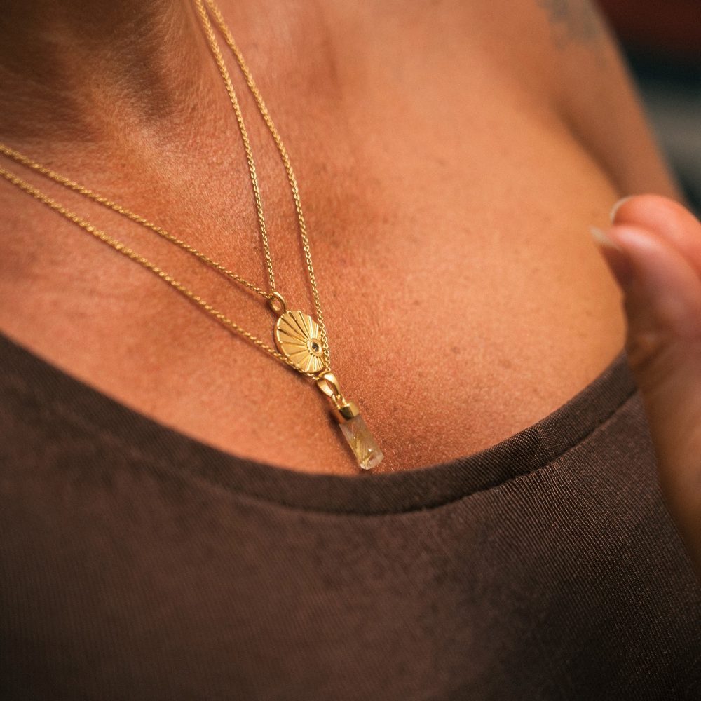 Coin Pendant Sunset Citrine Gold