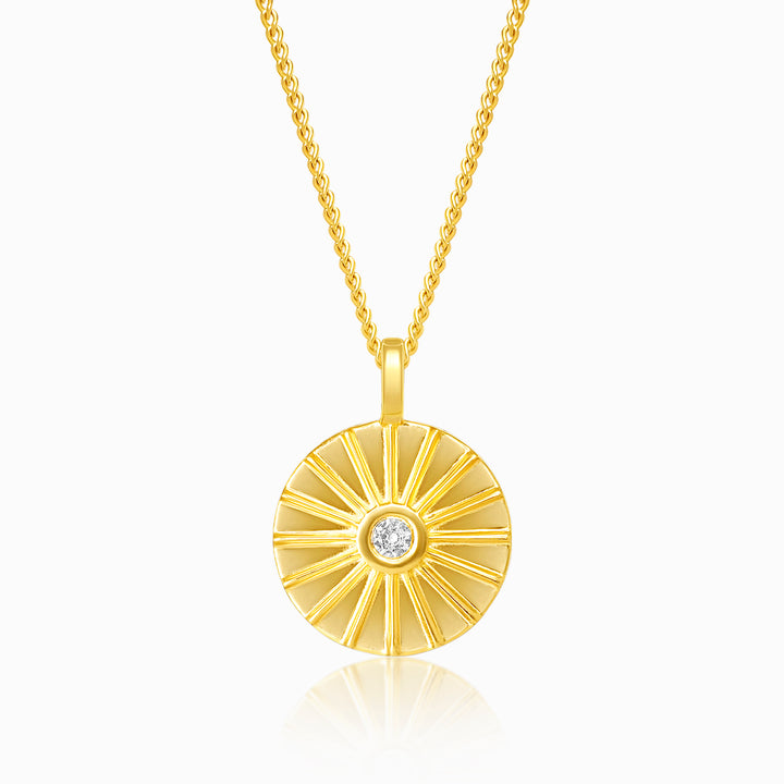 Coin Pendant Sunshine White Topaz Gold