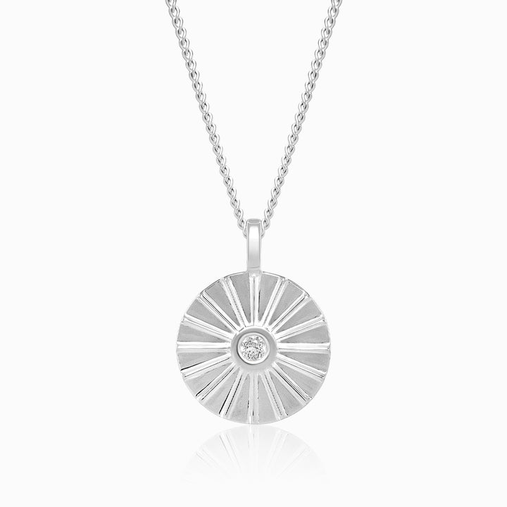 Coin Pendant Sunshine White Topaz Silver