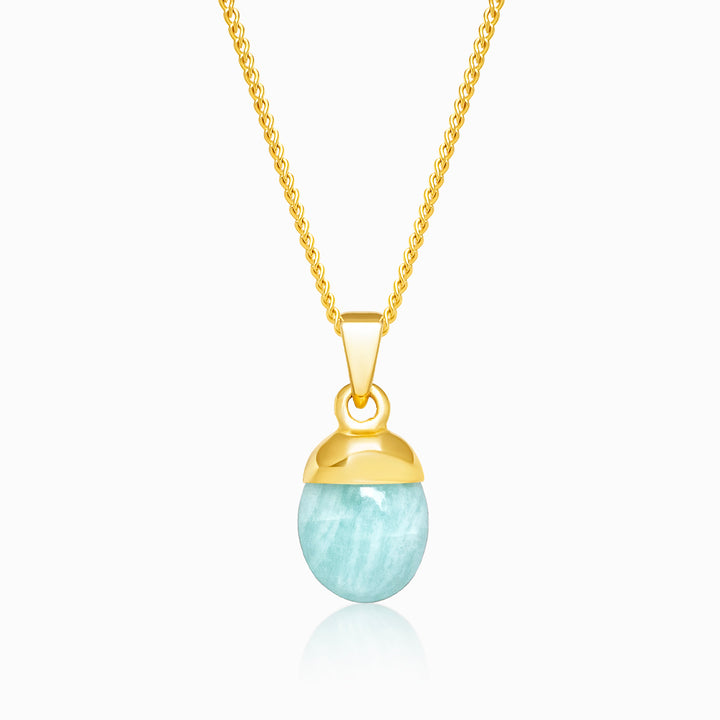 Tumbled Gemstone Pendant Amazonite Gold