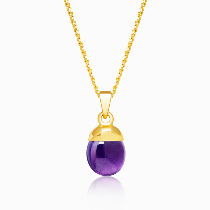 Tumbled Gemstone Pendant Amethyst Gold