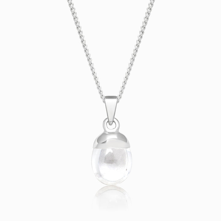 Tumbled Gemstone Pendant Clear Quartz Silver