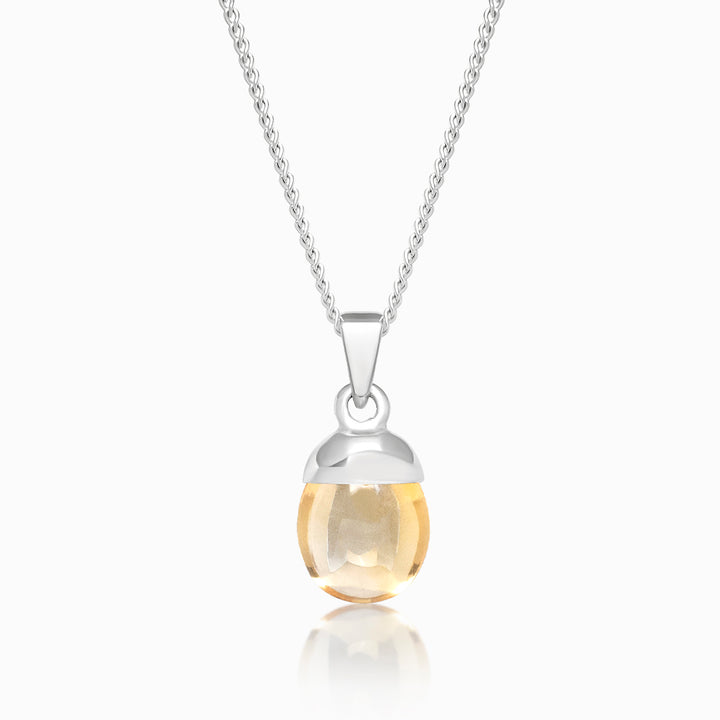 Tumbled Gemstone Pendant Citrine Silver