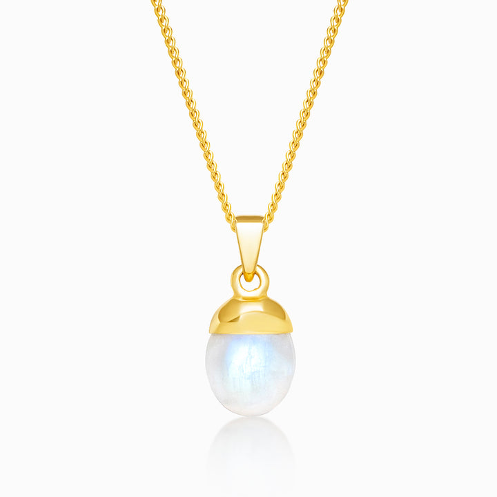 Tumbled Gemstone Pendant Moonstone Gold