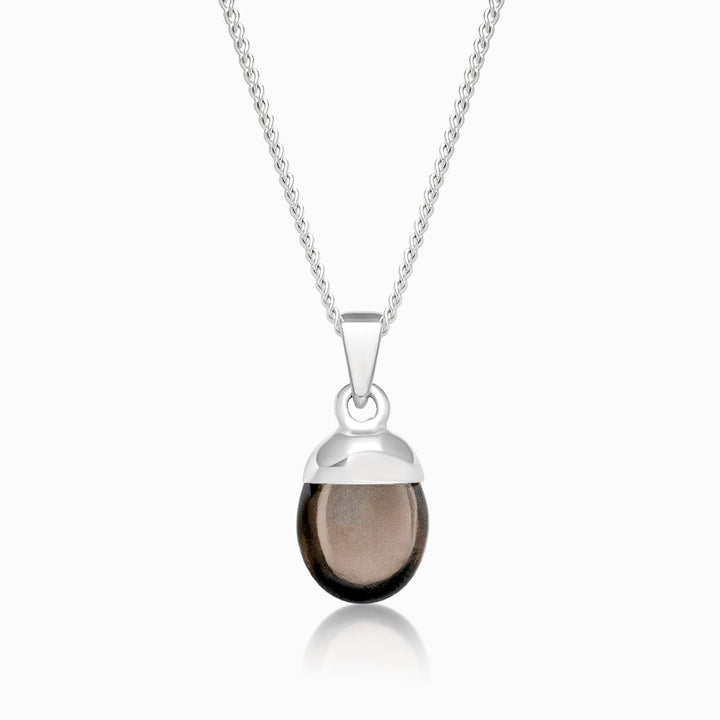 Tumbled Gemstone Pendant Smoky Quartz Silver