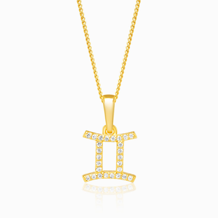 Pendant Gemini (Twins) White Topaz Gold