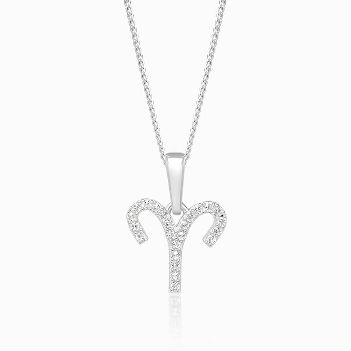 Pendant Aries (Ram) White Topaz Silver