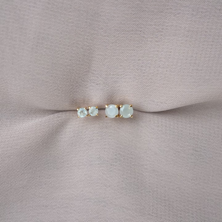Classy gemstone earrings with blue crystal Aquamarine.