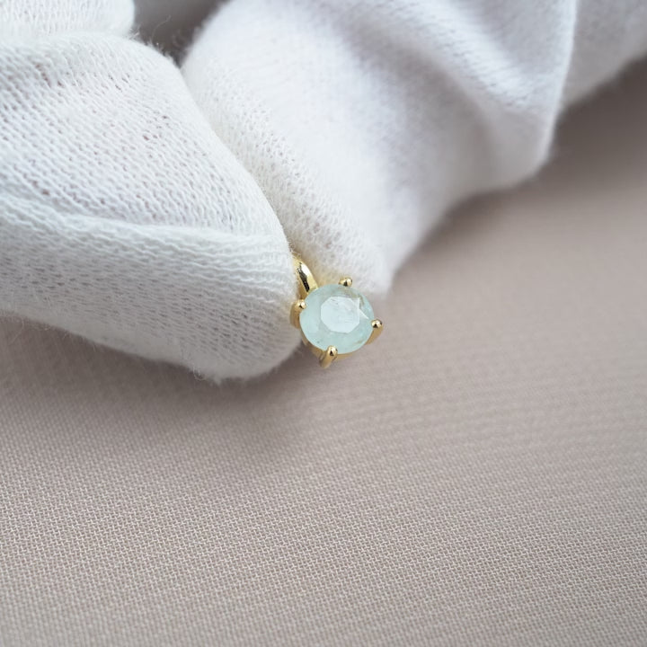 Aquamarine charm in gold. Classy gemstone charrm with the birthstone of March, Aquamarine.