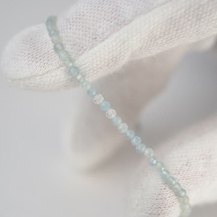 Crystal necklace with Aquamarine in small crystal beads.