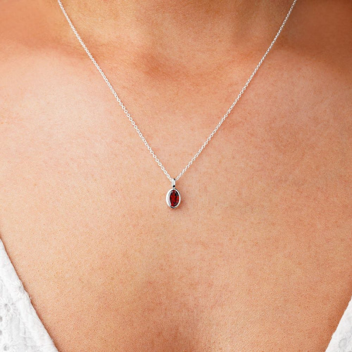 Jewelry with red gemstone Garnet, which stands for passion and strength. Necklace with crystal Garnet which is the birthstone for January and beautiful to wear as a necklace.