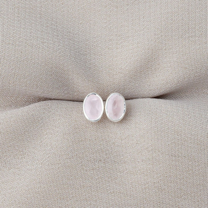 Silver earrings with Rose quartz crystal. Earrings with October birthstone Rose Quartz in silver.