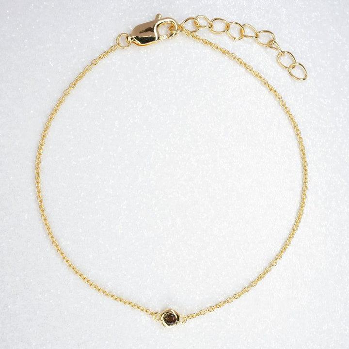 Bracelet in gold with Smoky quartz. Crystal bracelet with brown gemstone Smoky Quartz.