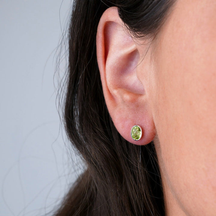 Green crystal earrings with Peridot. Gemstone earrings with Peridot which is the birthstone of August.