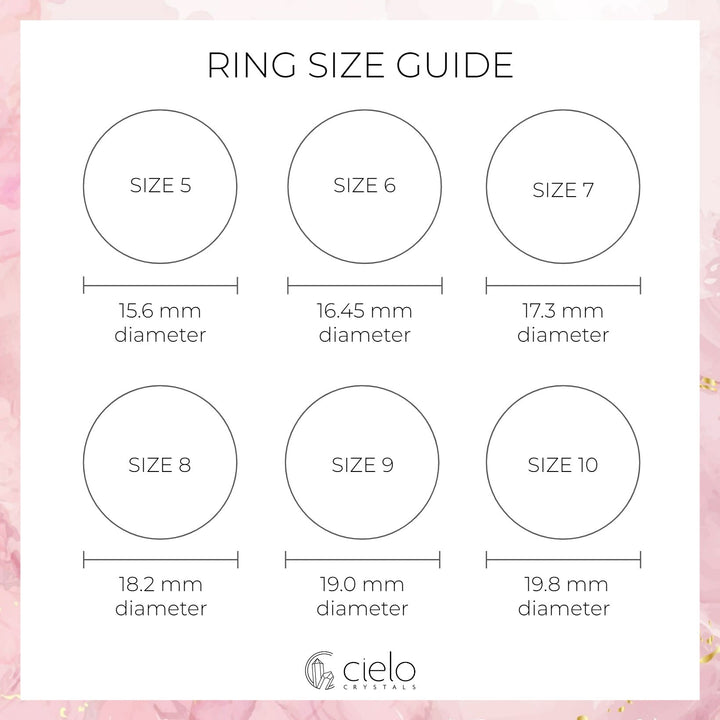 Rings Size guide Cielo Crystals - Crystal jewelry