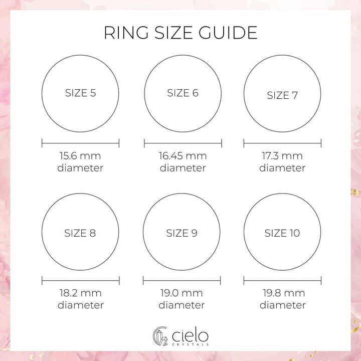  Rings Size guide Cielo Crystals - Crystal jewelry